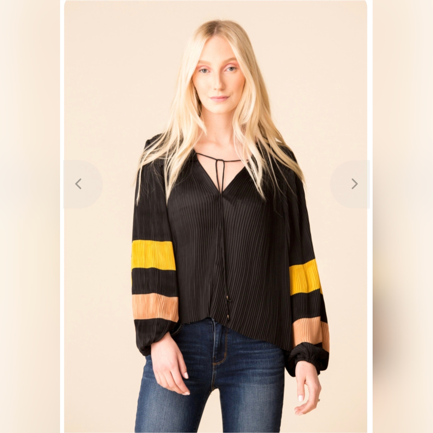 Ulla Johnson Pleated Lightweight Colorblock Tania V Neck Blouse Peasant Top Boho